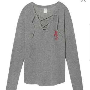 NWT▪ VS Pink ▪ University of Alabama lace up tee